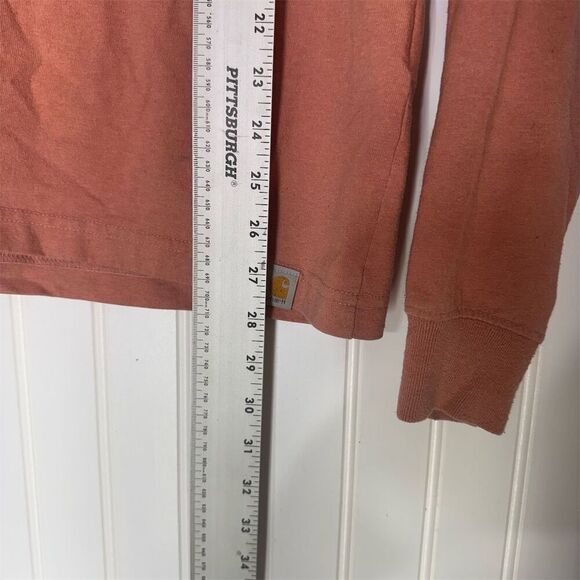 Carhartt Rust Orange Long Sleeve Graphic Tee M Workwear Streetwear Double Sided - Picture 5 of 8